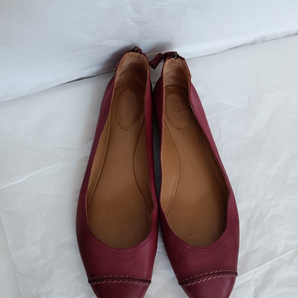 Chloe Ballet Flats Logo mave tassle zipper size 40